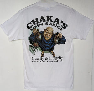 FREE - Chakas MMM Sauce "Quality and Integrity, Because Family does Matters" T-Shirt.  You can place in your cart when you purchase $44.95 or more on another item. Item cannot ship alone.
